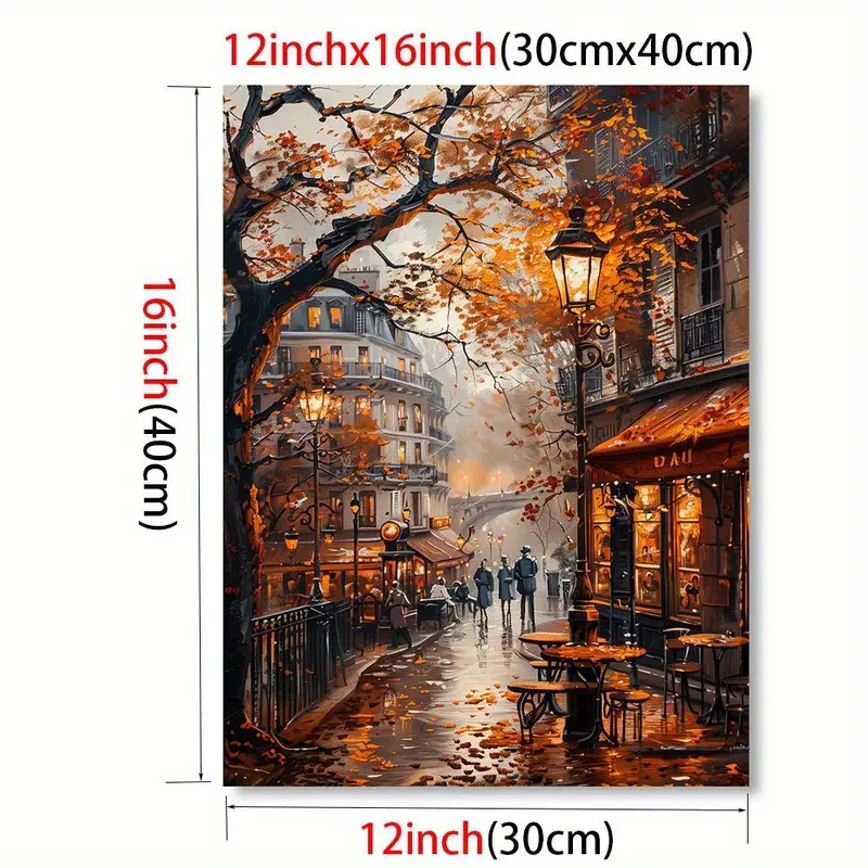 Vintage Autumn Boulevard Artwork for Living Room, Bedroom