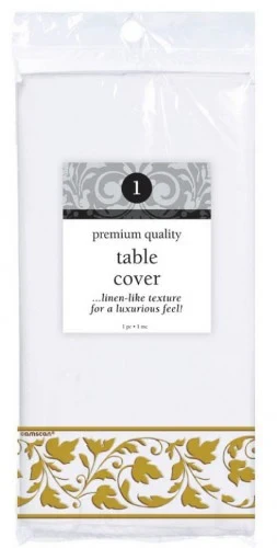 Paper Tablecover - Premium White With Gold Trim