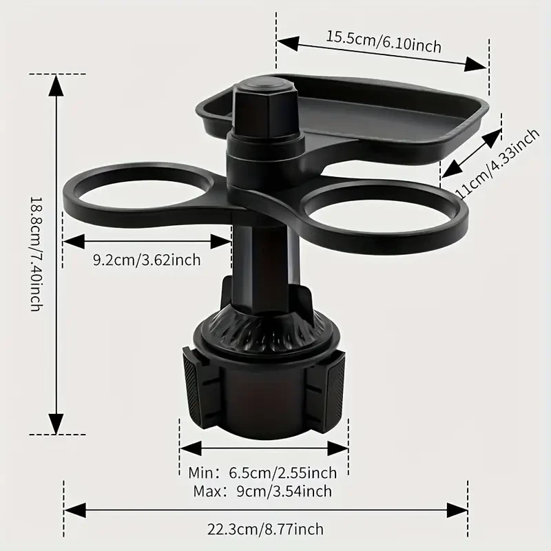 360 Rotatable Car Cup Holder  Expandable Snack Tray