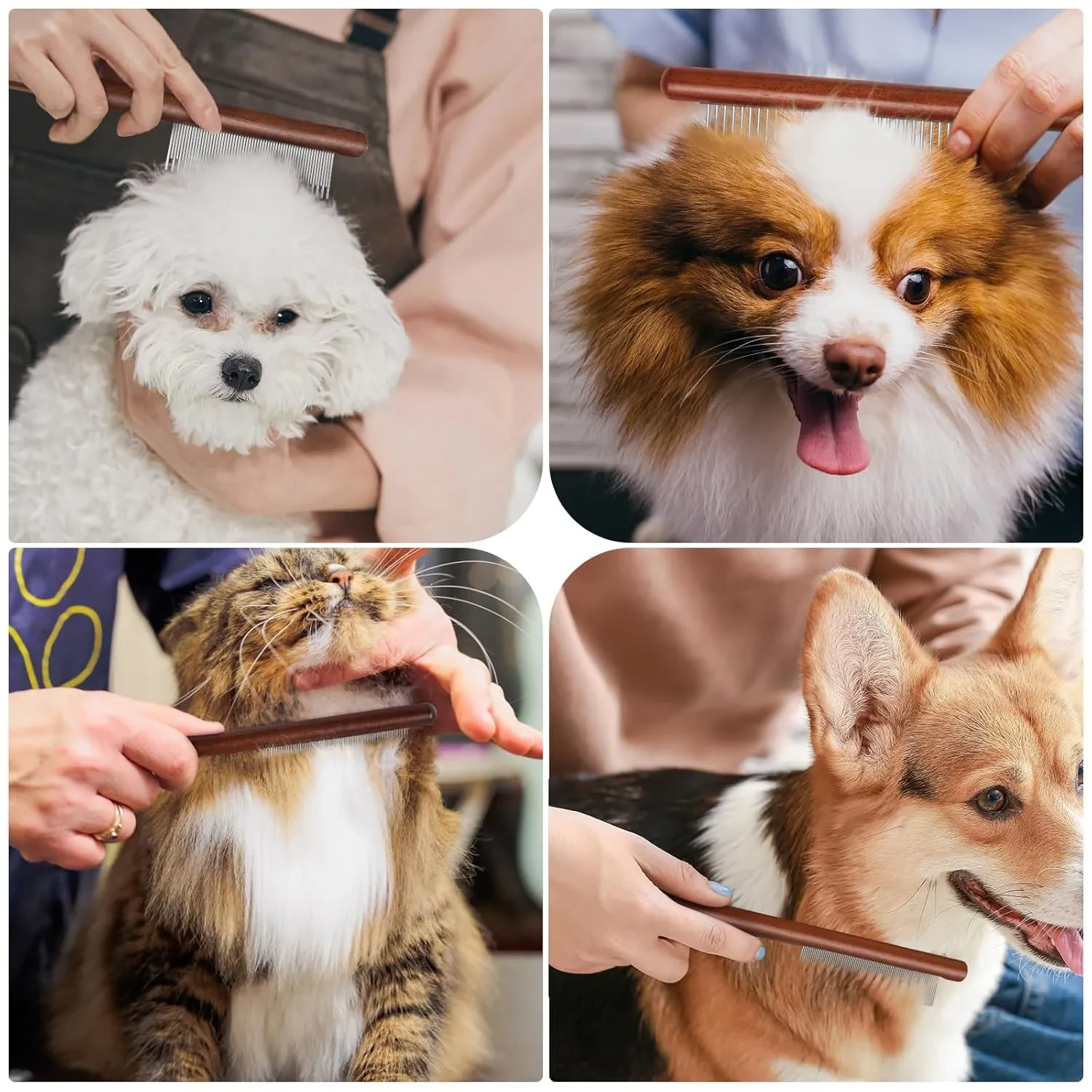 Wooden Handle Pet Comb Grooming Tool