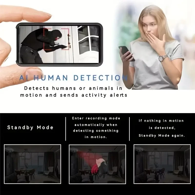 Mini Wi-Fi Security Camera with Audio & Video Recording - Night Vision, Motion Detection