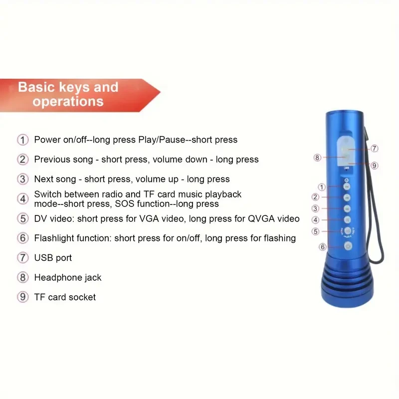 Multi-Function Flashlight with DV Surveillance Camera - MP3 Player & Alarm