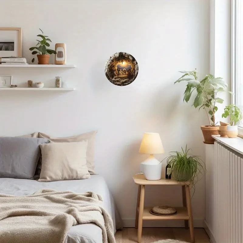 "Christmas" Round 2D Flat Print, Heavy-Duty Metal Wreath