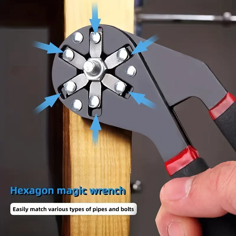 1pc 15.24cm/ 20.32cm Hexagonal Wrench, Torque Adjustable Wrench, Opening Repair Removal Tool, Magic Wrench, Multifunctional Torque Adjustable Wrench, Fixing Hexagonal Wrench, Electrician, Mechanical, Motorcycle, Bicycle Home Repair Tool