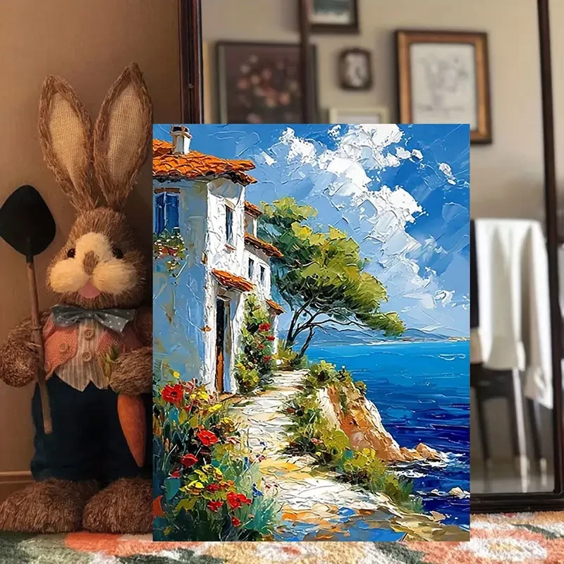 Coastal Town Scenery Canvas Print Poster