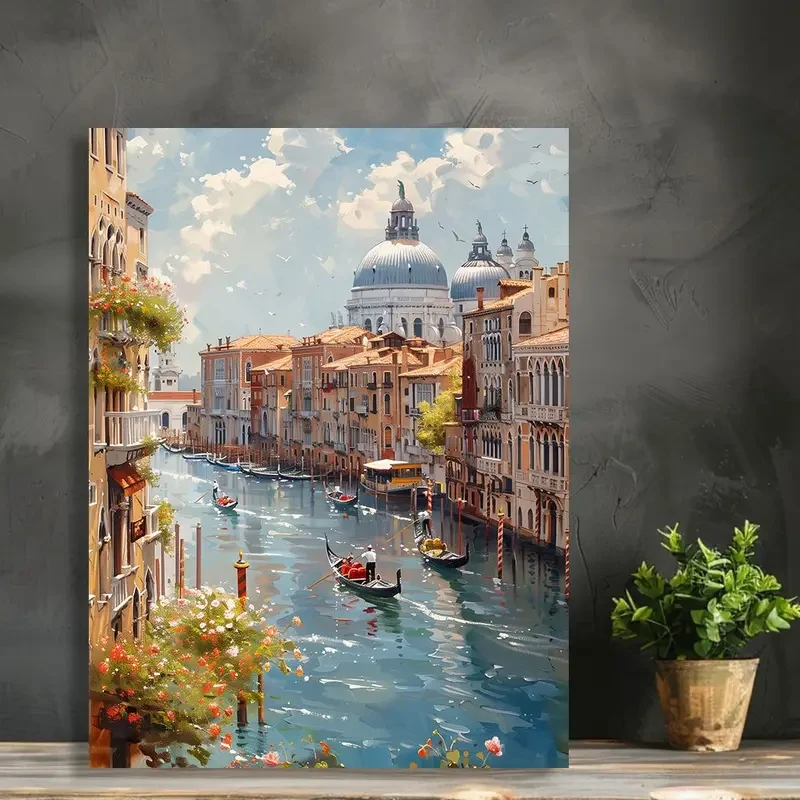 Venice Canals Scene - 30.48x40.64cm Unframed Canvas Art Print