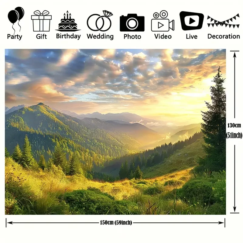 Polyester Mountain Scenery Backdrop - Universal Fit for All Occasions