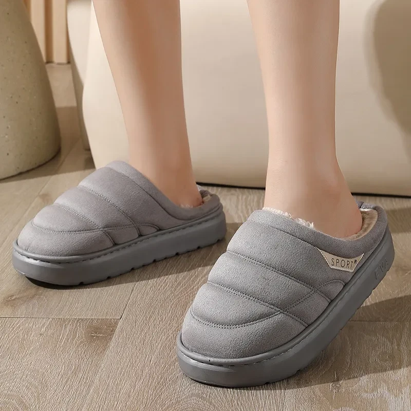 Fashion Solid Plush Slipper Winter Warm Indoor Floor Bedroom Home Slippers
