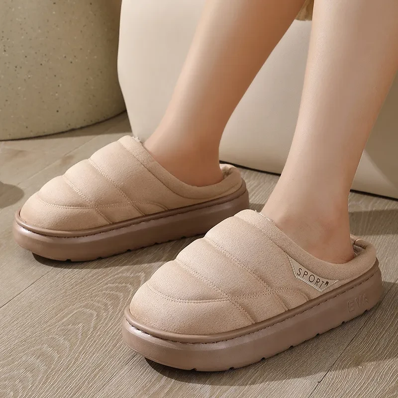 Fashion Solid Plush Slipper Winter Warm Indoor Floor Bedroom Home Slippers