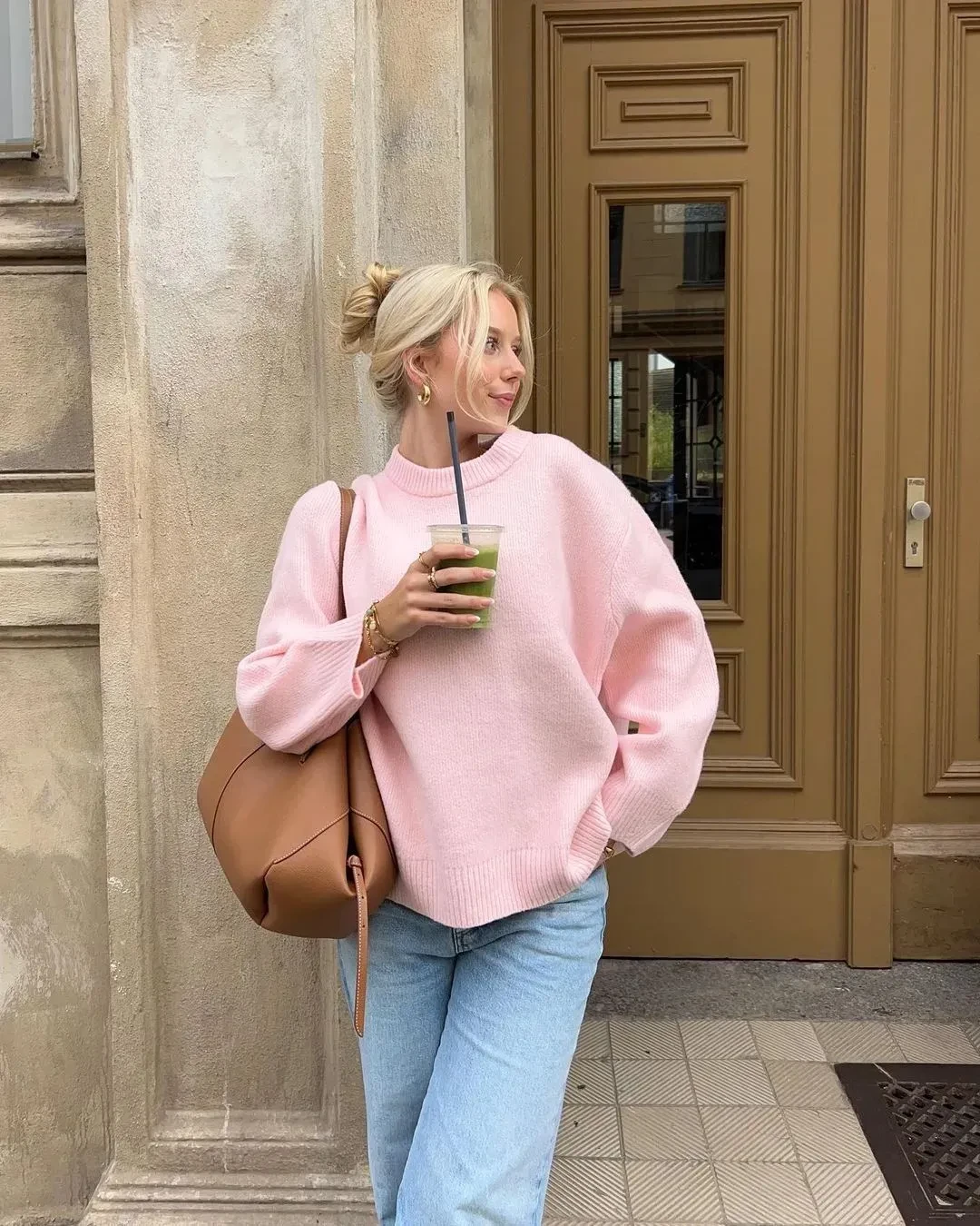 Sweet Crew Neck Pullover Sweater Winter Fashion Loose Long-sleeved Tops
