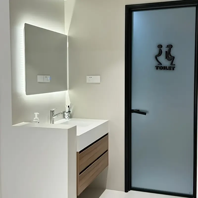 3D Acrylic Unisex Bathroom Door Sign Stylish Black Design