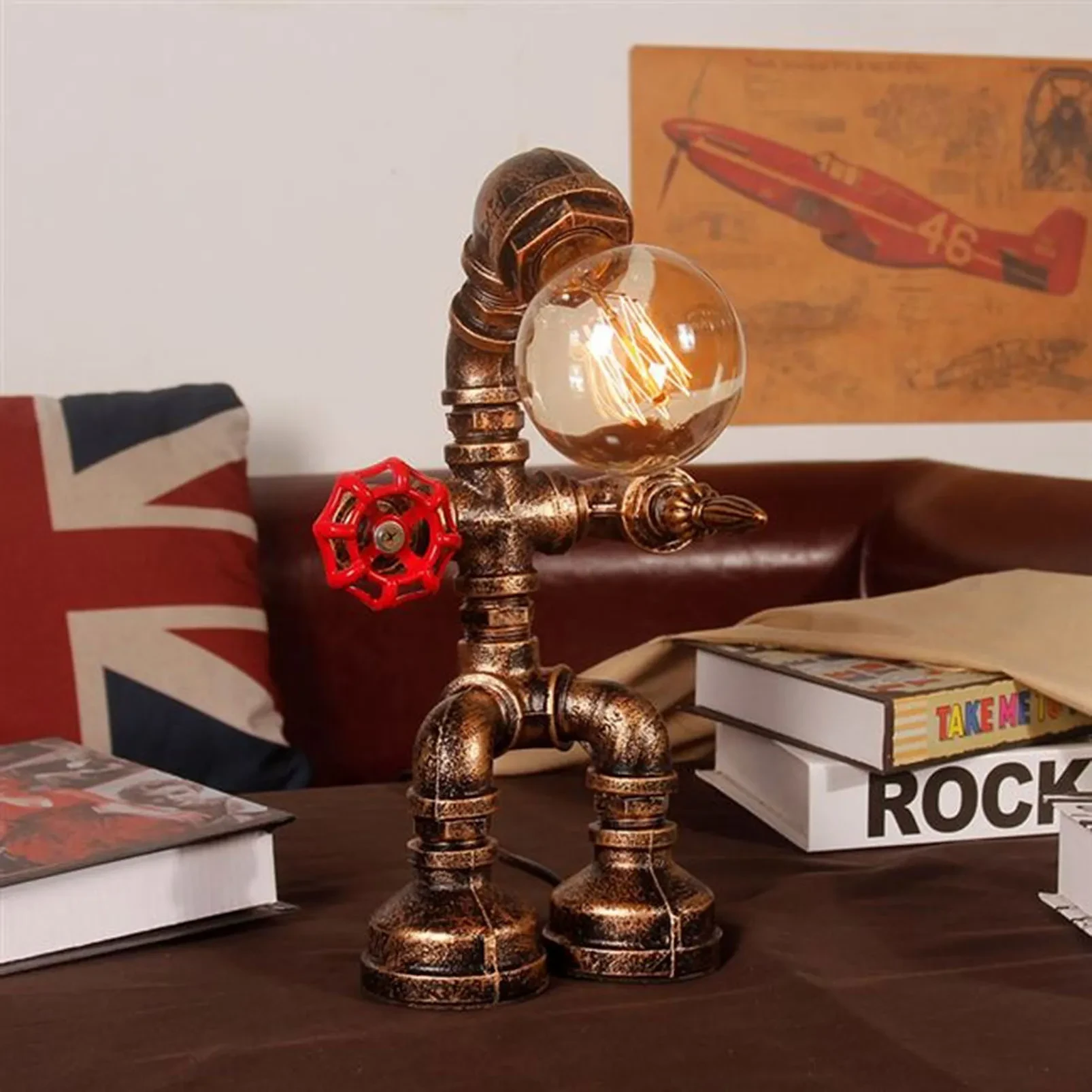 Creative Iron Tube Table Lamp Retro Bar Cafe Table Lamp