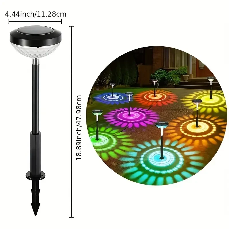 6pcs Solar Lawn Lights Warm & Color Decorative Pathway Lights