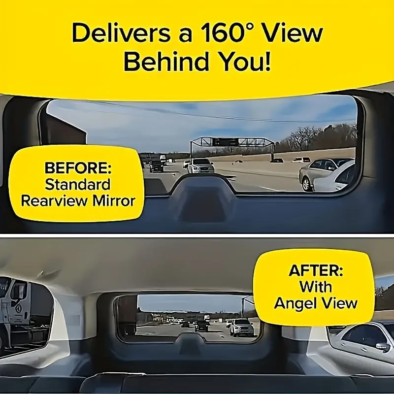 1PC Wide-Angle Panoramic Car Rearview Mirror: Enhances Blind Spot Visibility & Large Field of View - Durable ABS Material