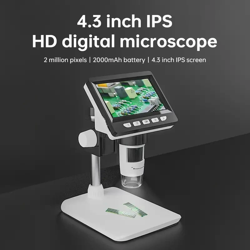 1000X Zoom HD Microscope - 1080P High-Resolution, 8 LED Illumination, Realistic Image Capture for Education and Research