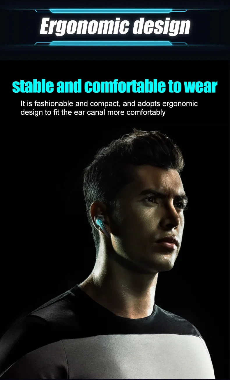 TWS Gaming Headset Gamer Without Delay 360 Stereo Wireless Bluetooth 5.1 Headphones Sports Earplugs With Microphone 10 Hours