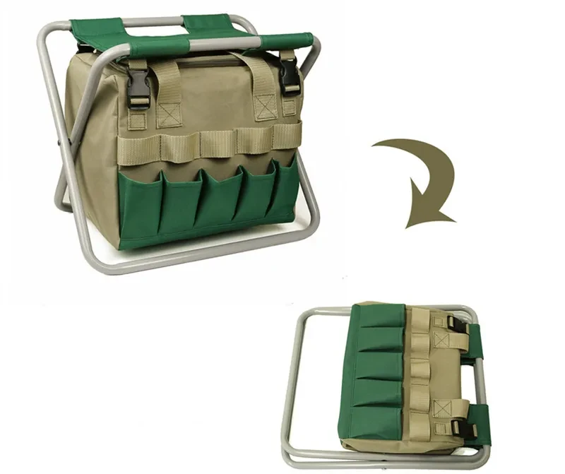 Gardening Stool With Tote Bag Chair Garden Tools Set Organizer, Folding Garden Seat Gardening Stool Gardening
