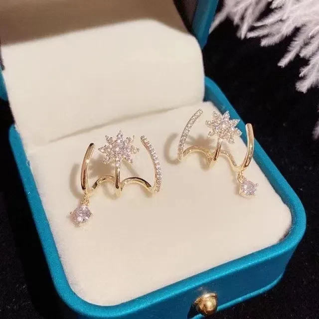 Zircon Octagram Stud Earrings