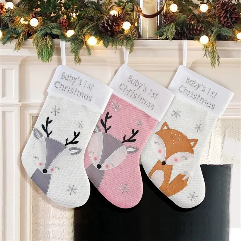 Christmas Fox Wool Gift Stockings