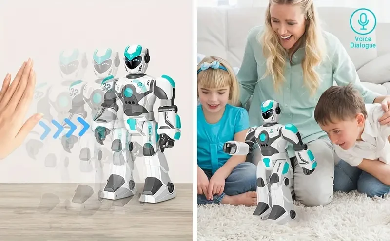Remote Voice Control Large Robot: 2.4Ghz WiFi Signal Intelligent Programmable Popular Science Story Toys with Gesture Sensing Presents for Kids Christmas Halloween Gift