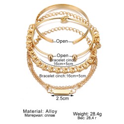 European And American Simple Hundred Chain Ring Bracelet 4-piece Set