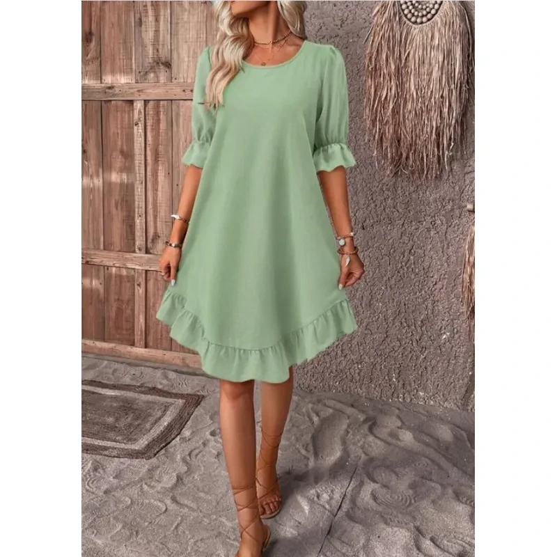 Fashion Ruffle Short-sleeved Dress