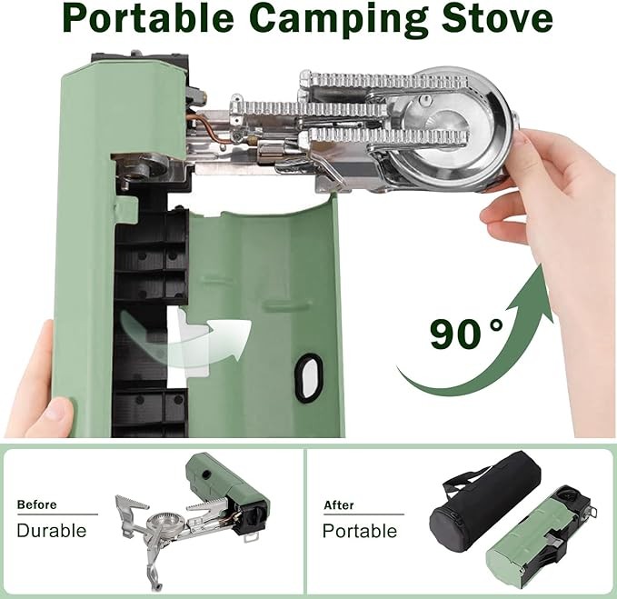 Orifesio Foldable 2600W Camping Stove Portable Butane Stove with Windshield & Storage Bag for Camping, Hiking & Travel