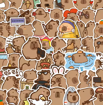 100PCS Plump Capybara Cute Stickers