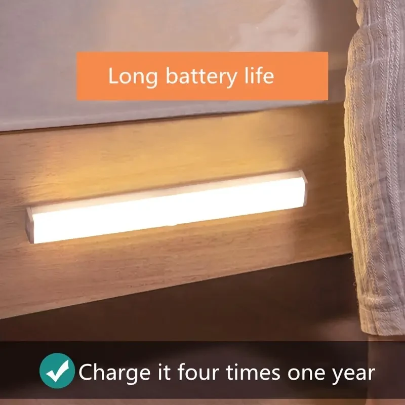 1PC Rechargeable Motion Sensor Night Light, 32CM Wireless LED Cabinet Light With Adjustable Brightness
