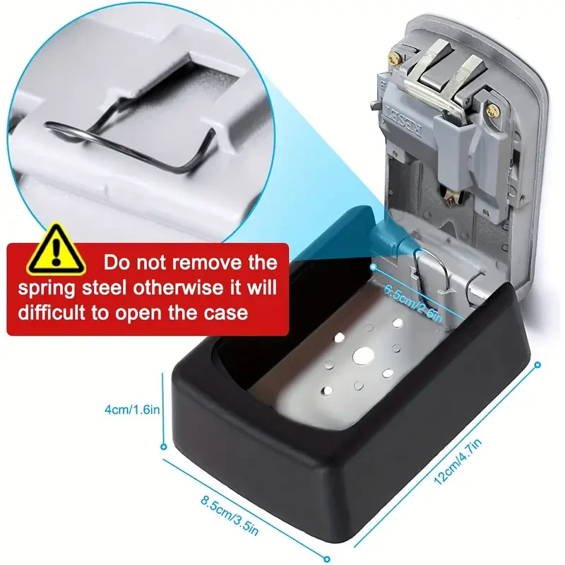 Heavy Duty Wall Mounted Key Lock Box - Weatherproof Key Safe with Slide Cover, Holds Up to 8 Keys