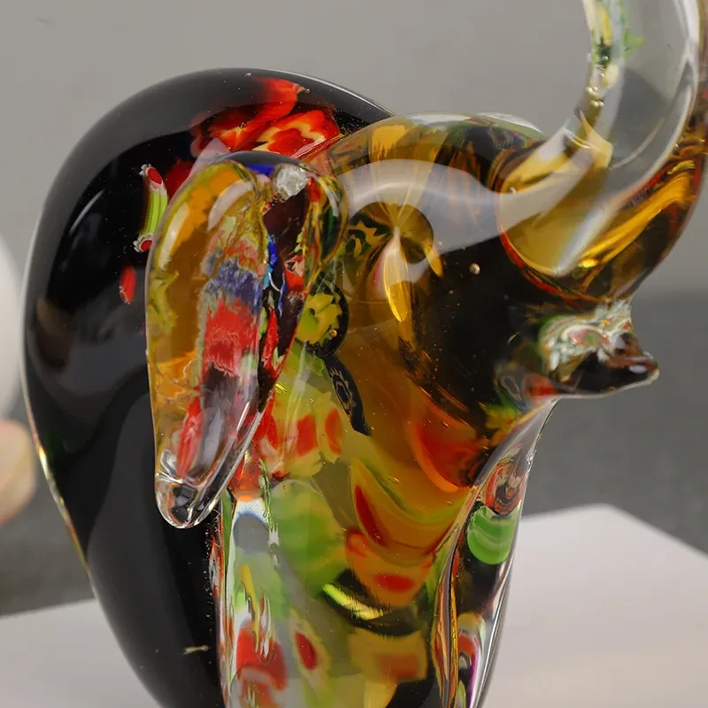 Glass Elephant Sculpture Ornament