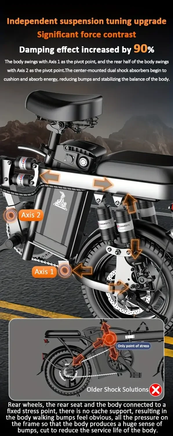 Mini Electric Bike, 12AH, Range 30 Miles, 48V, Dual Disc Brakes, Male And Female, Foldable, Easy To Carry For Commuting, Essential For Travel, 400W Motor