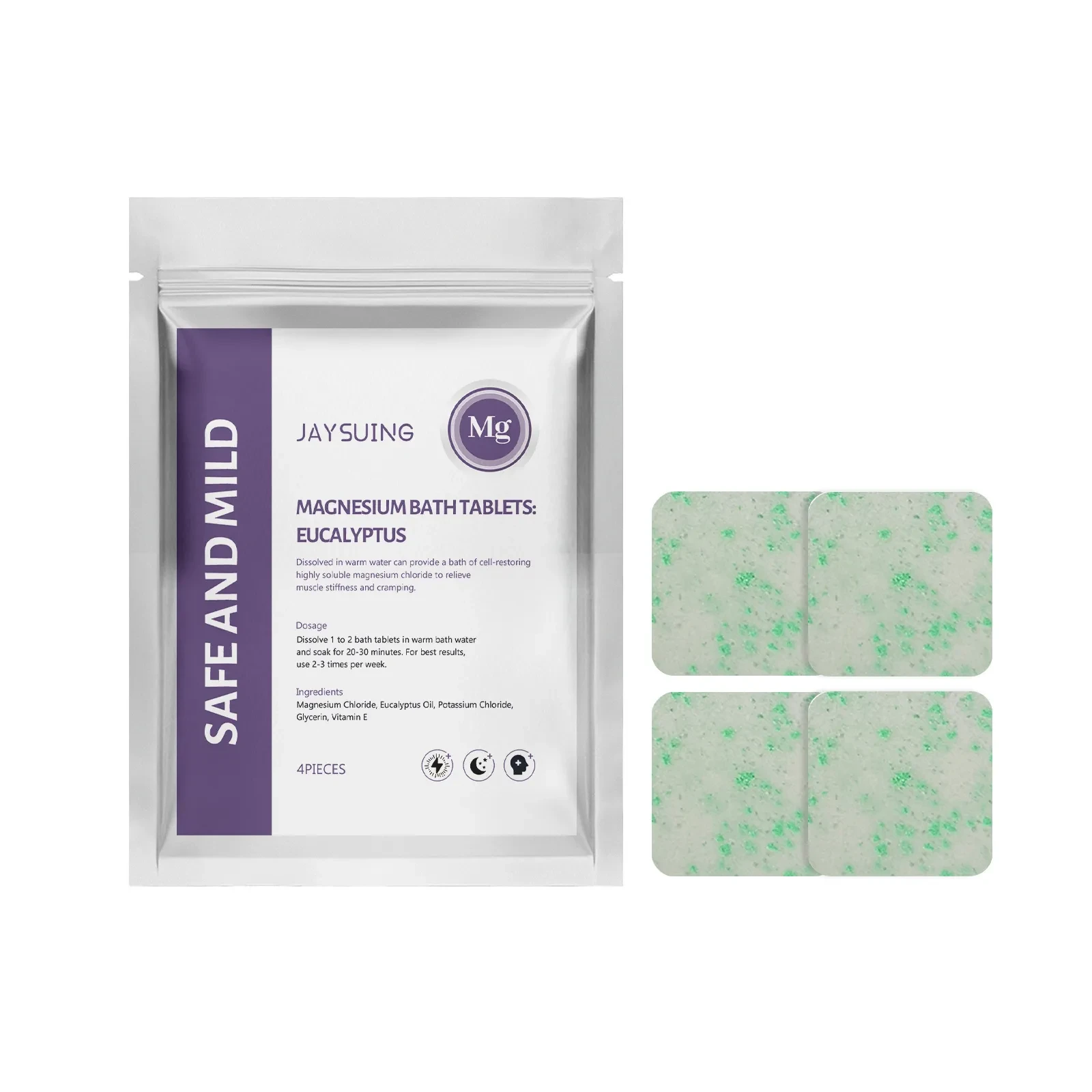 Eucalyptus Essential Oil Magnesium Bath Tablets Gentle Body Cleaning