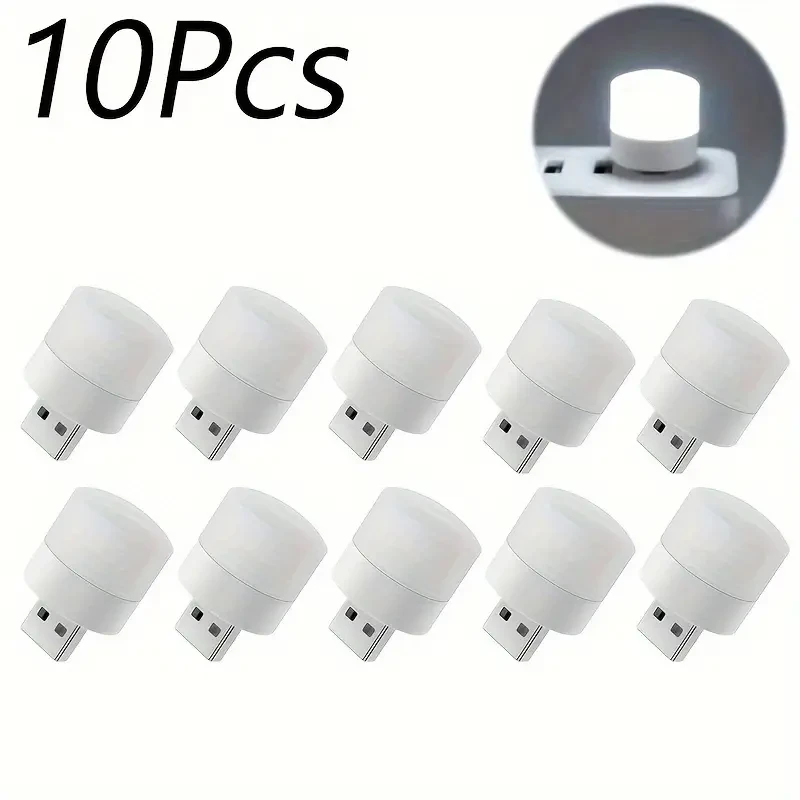 Mini USB Night Light - Set of 10 Warm White LED Book Reading Lights