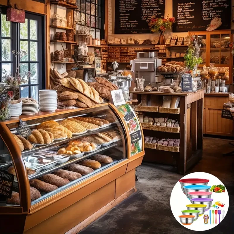 18pcs Stainless Steel Mixing Bowls Set with Airtight Lids - Non-slip Silicone Bottom