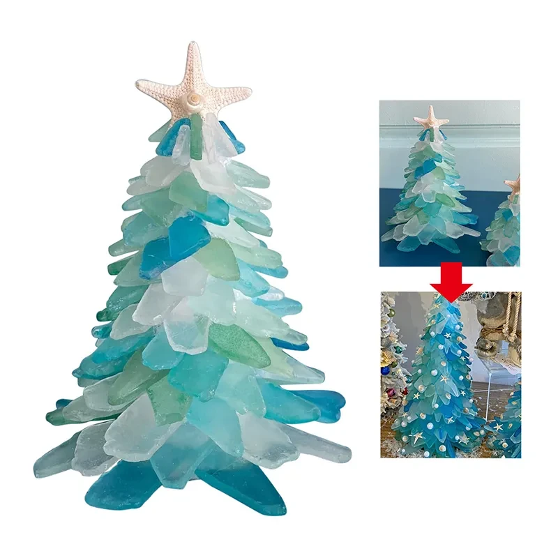 Blue Christmas Tree Glass Creative Unique Decoration