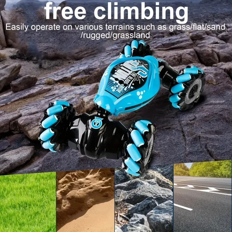 LED-Lit Gesture-Controlled Stunt RC Car  Transforming, Climbing, & Rechargeable