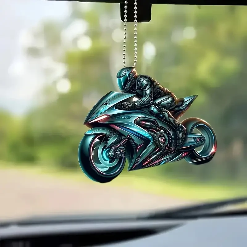 Motorcycle Acrylic Hanging Ornament  2D Sports Bike Keychain & Rearview Mirror Decor