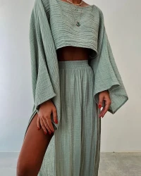 Leisure Vacation Linen Blended Short Cotton And Linen Casual Two-piece Suit