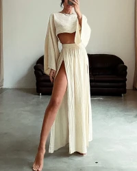 Leisure Vacation Linen Blended Short Cotton And Linen Casual Two-piece Suit