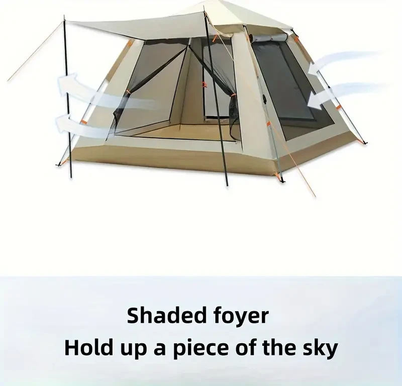 8-Person Spacious Family Camping Tent - Waterproof, Windproof, and Mosquito-Proof with Canopy, Durable Oxford Fabric, Sturdy Fiberglass Poles, Easy Setup, and Ample Headroom for Ultimate Outdoor Adventures