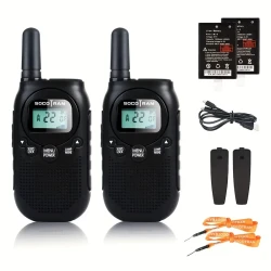 Rechargeable Walkie Talkies For Adults Long Range 5 Miles USB Charger 22CH VOX Flashlight LCD FRS Two Ways Radio Rechargeable Li-ion Battery 2 Packs For Christmas Gift Camping Family Road Trip Hiking Walky Talky