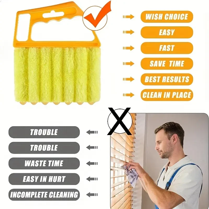 Washable Window Cleaning Brushes With Microfibers For Effortless Dust Collection And Blinds Cleaning