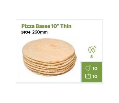 PIZZA BASE THIN 10" 260MM 10s (GIANNIS 5104) [FZN]