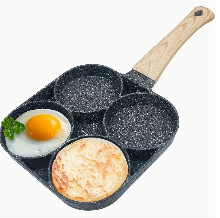 1pc 4-Hole Non-Stick Egg Frying Pan - Ideal for Omelette, Fried Egg, Pancake, Burger, Bacon, Steak