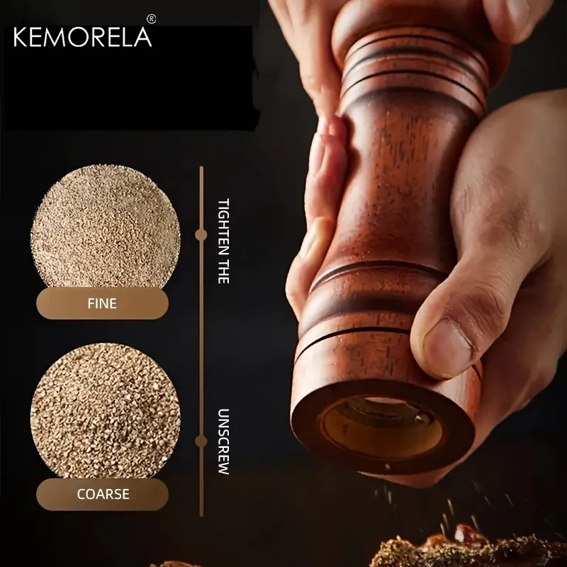Handheld Oak Wood Pepper Mill Grinder Set - Perfect for Spicing Up Your Meals