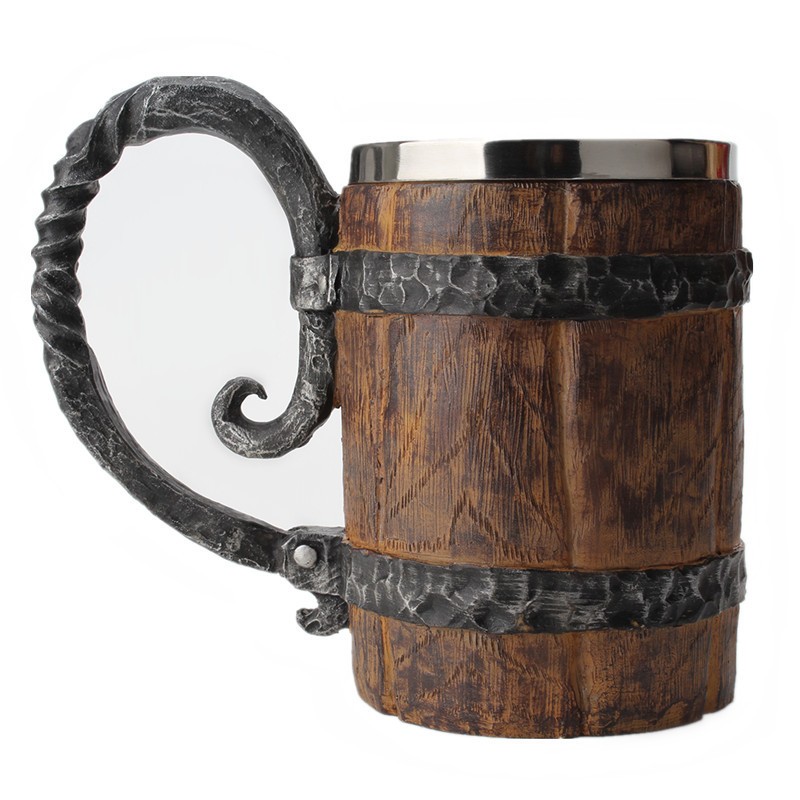 Large Capacity Simulation Wood Cup Beer Steins