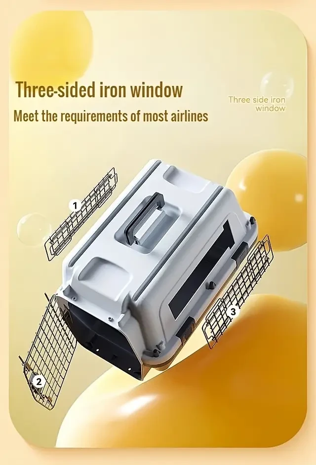 1pc A Brand New Upgraded Pet Air Travel Crate Premium Pet Airline Crate With Full Iron Mesh - International Air Travel Standard Upgrade For Professional Pet Transportation, Includes Pet Airline Crate And Portable Cat & Dog Outdoor Cages