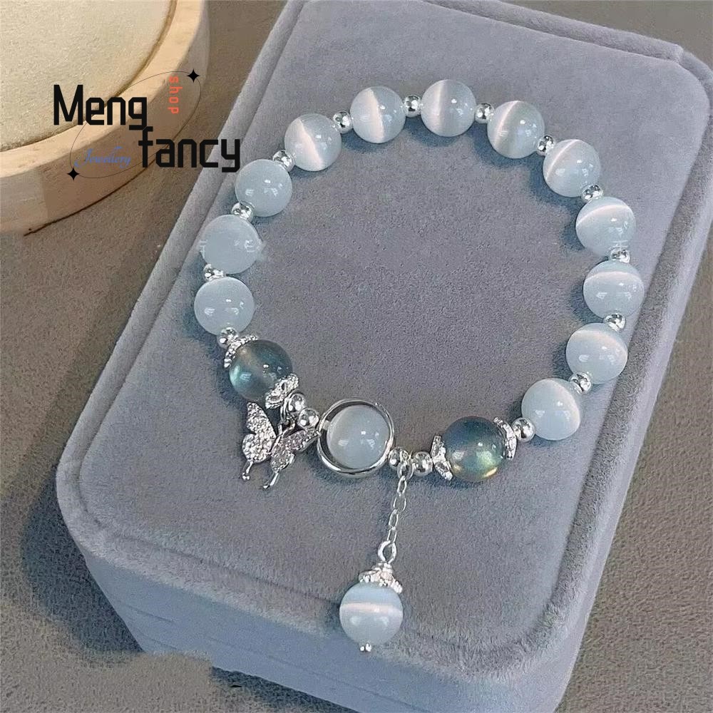 Natural Cat's Eye Butterfly Bracelet  Elegant Personalized Jewelry for Women & Young Girls