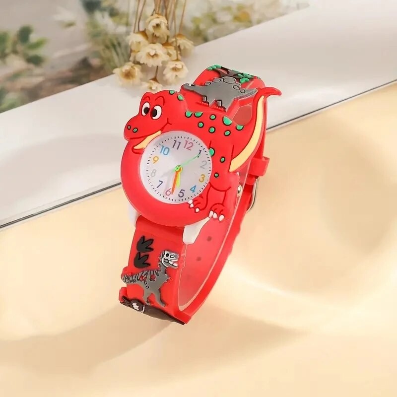 Kids 3D Dinosaur Quartz Watch  Cartoon Silicone Student Watch